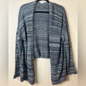 Eddie Bauer, size 2XL, 100% cotton blue cardigan, knit texture, draped front